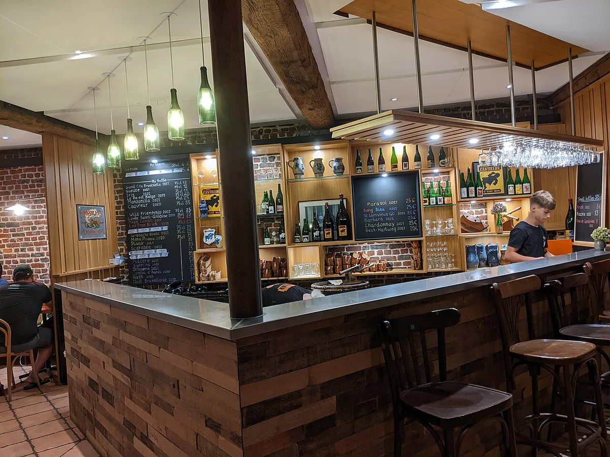 Traditional lambic barrels inside Brasserie Cantillon in Anderlecht, Belgium — 1