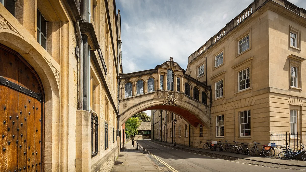 Narrow lane and honey-coloured college walls in central Oxford, United Kingdom — 2